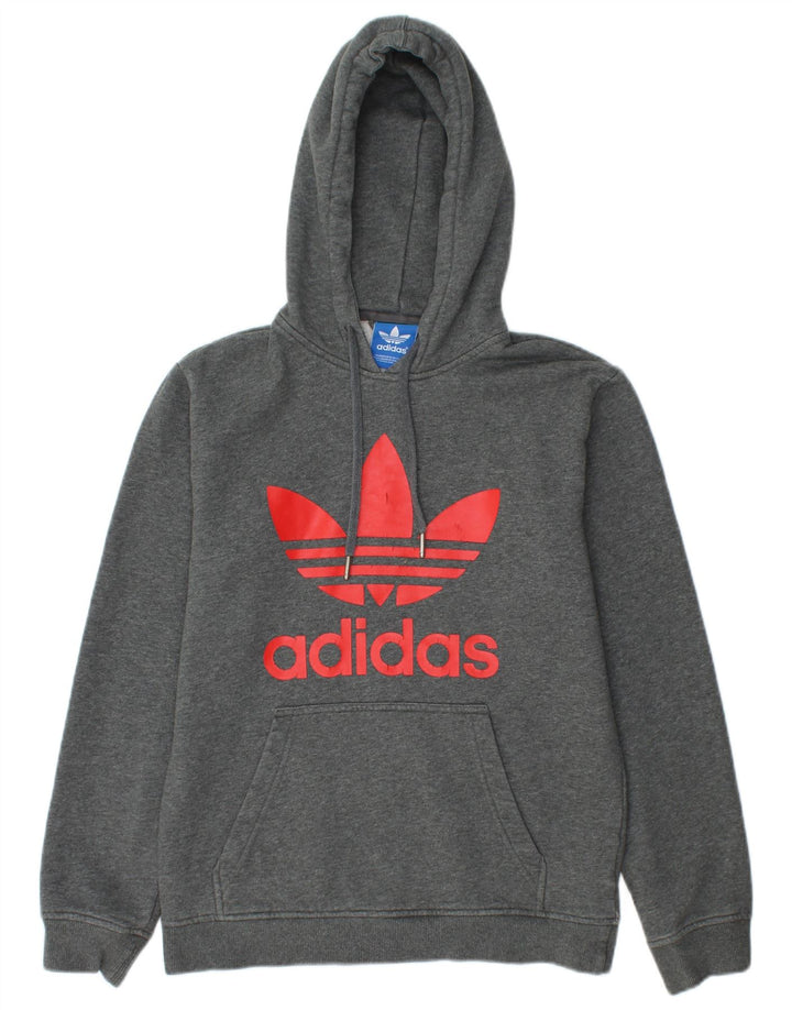 ADIDAS Mens Graphic Hoodie Jumper XS Grey Cotton
