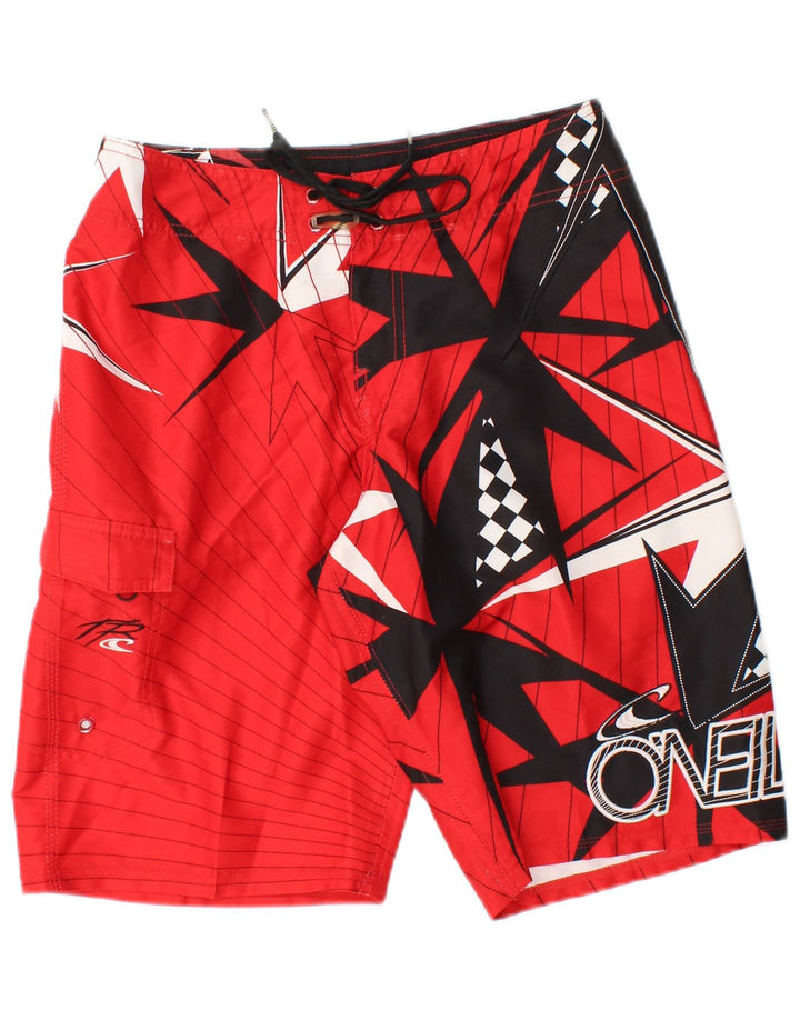 O'NEILL Mens Graphic Swimming Shorts Small Red Geometric