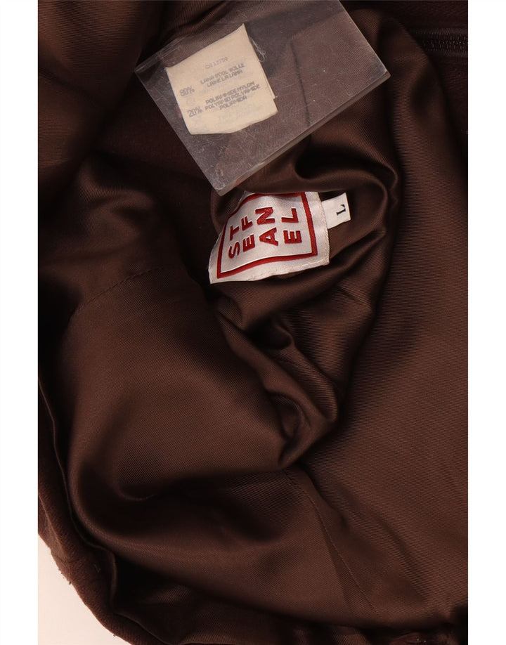 Stefanel Womens Bomber Jacket UK 16 Large Brown Wool