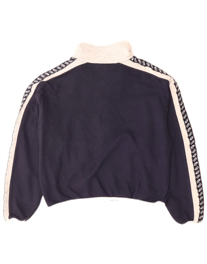 Asics Womens Graphic Tracksuit Top Jacket UK 10 Small Navy Blue Colourblock