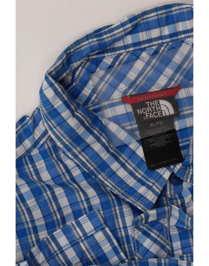 THE NORTH FACE Mens Short Sleeve Shirt XL Blue Check Nylon
