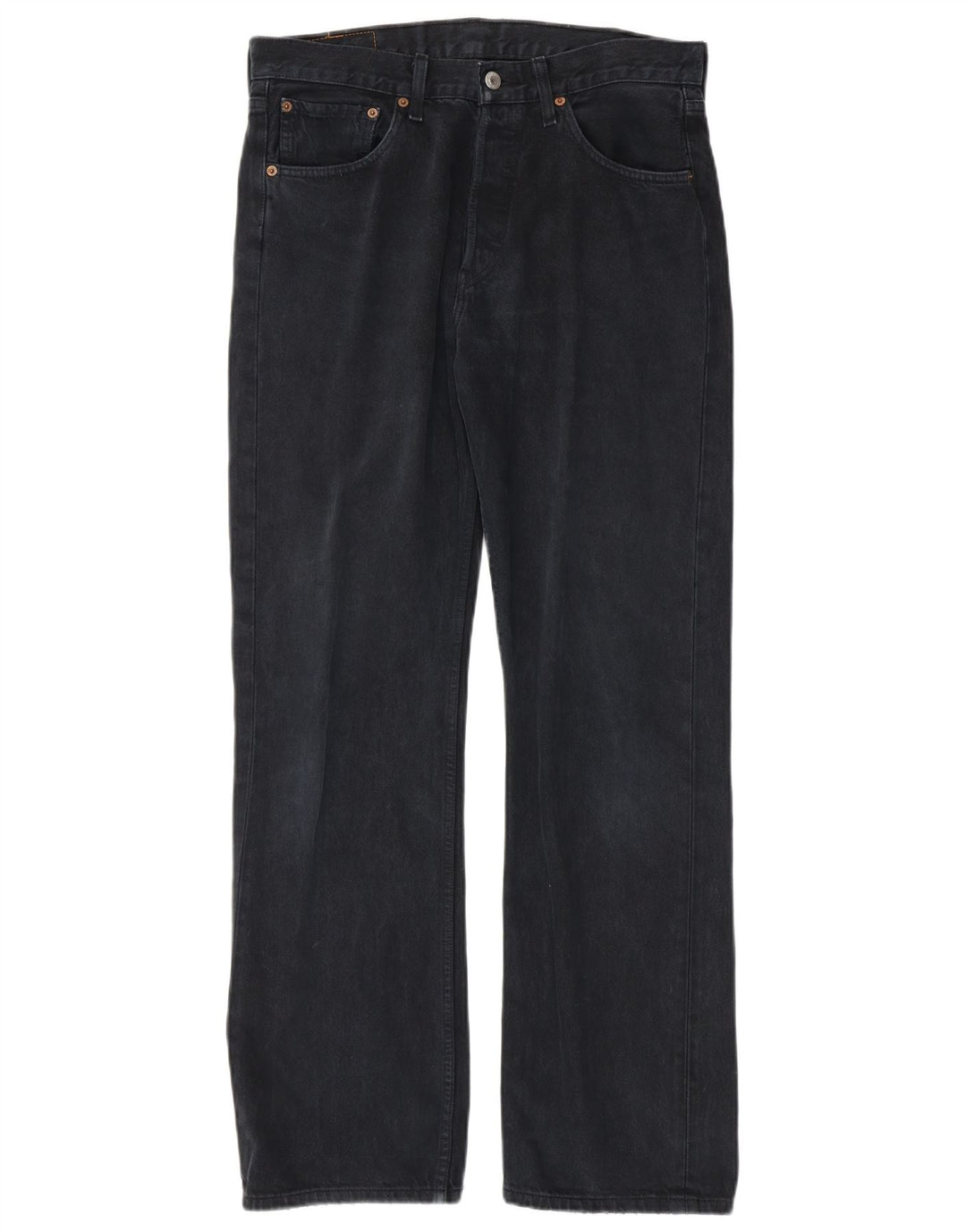 LEVI'S Mens 501 Straight Jeans W32 L32 Navy Blue Cotton