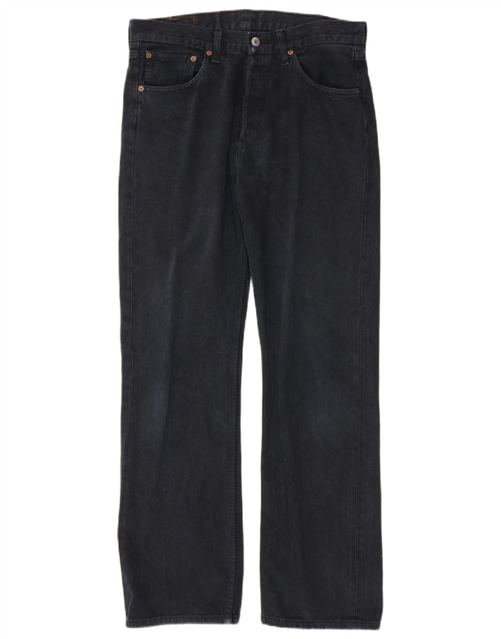 LEVI'S Mens 501 Straight Jeans W32 L32 Navy Blue Cotton