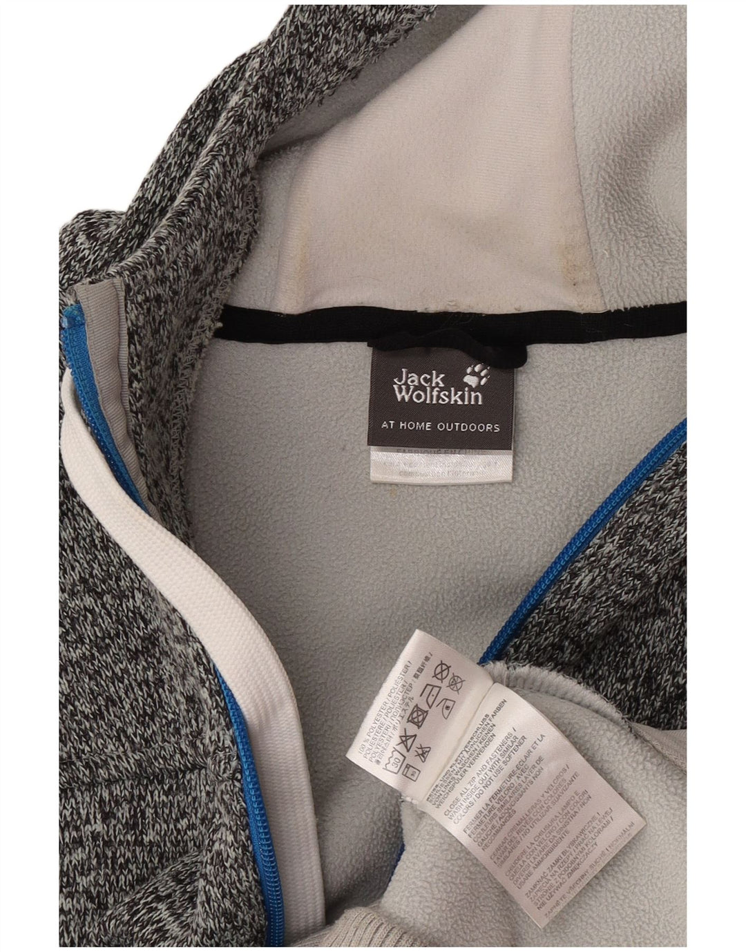 Jack Wolfskin Mens Graphic Zip Hoodie Sweater Large Grey Flecked Polyester