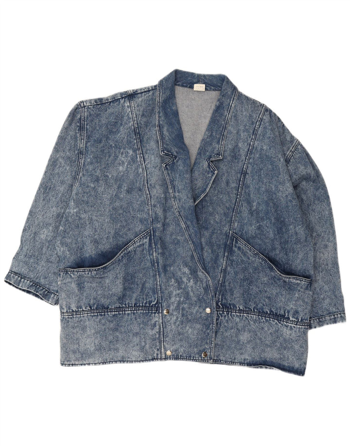VINTAGE Womens Oversized Double Breasted Denim Jacket EU 54 5XL Blue