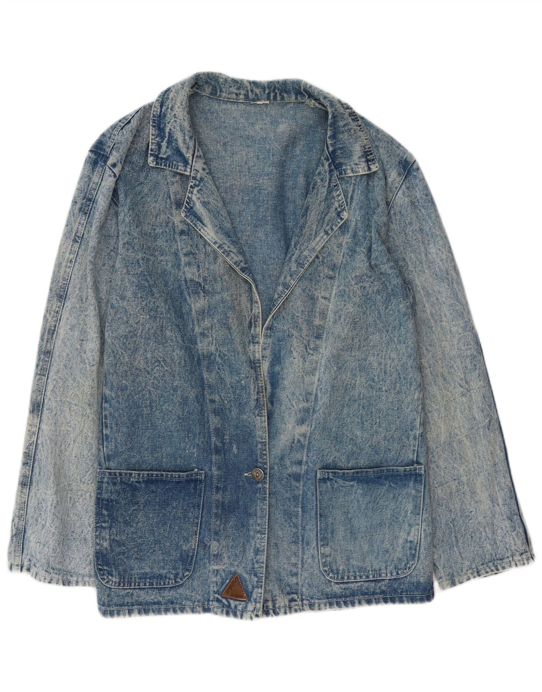 VINTAGE Womens Denim 1 Button Blazer Jacket UK 16 Large Blue
