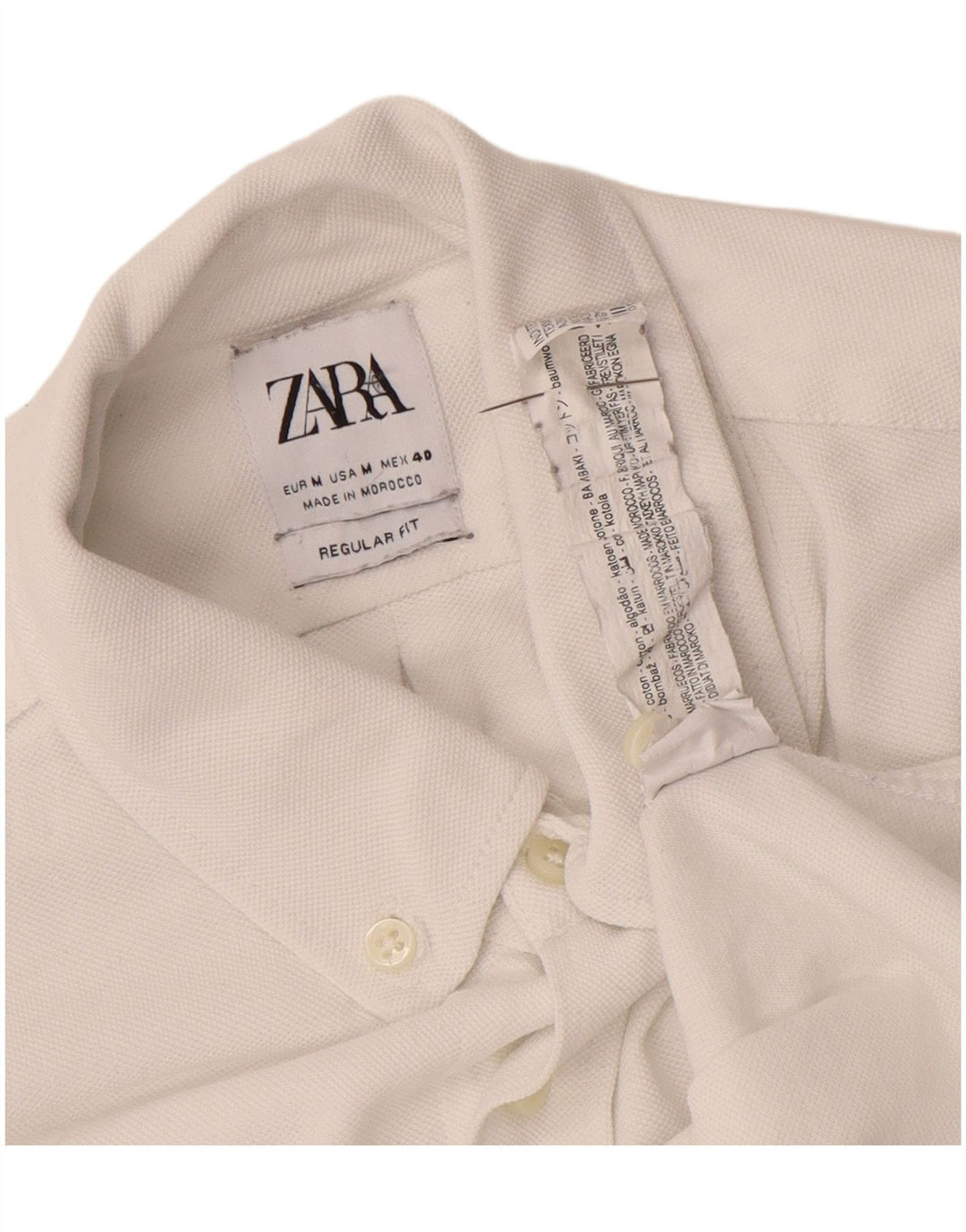 ZARA Mens Regular Fit Shirt Medium White Cotton