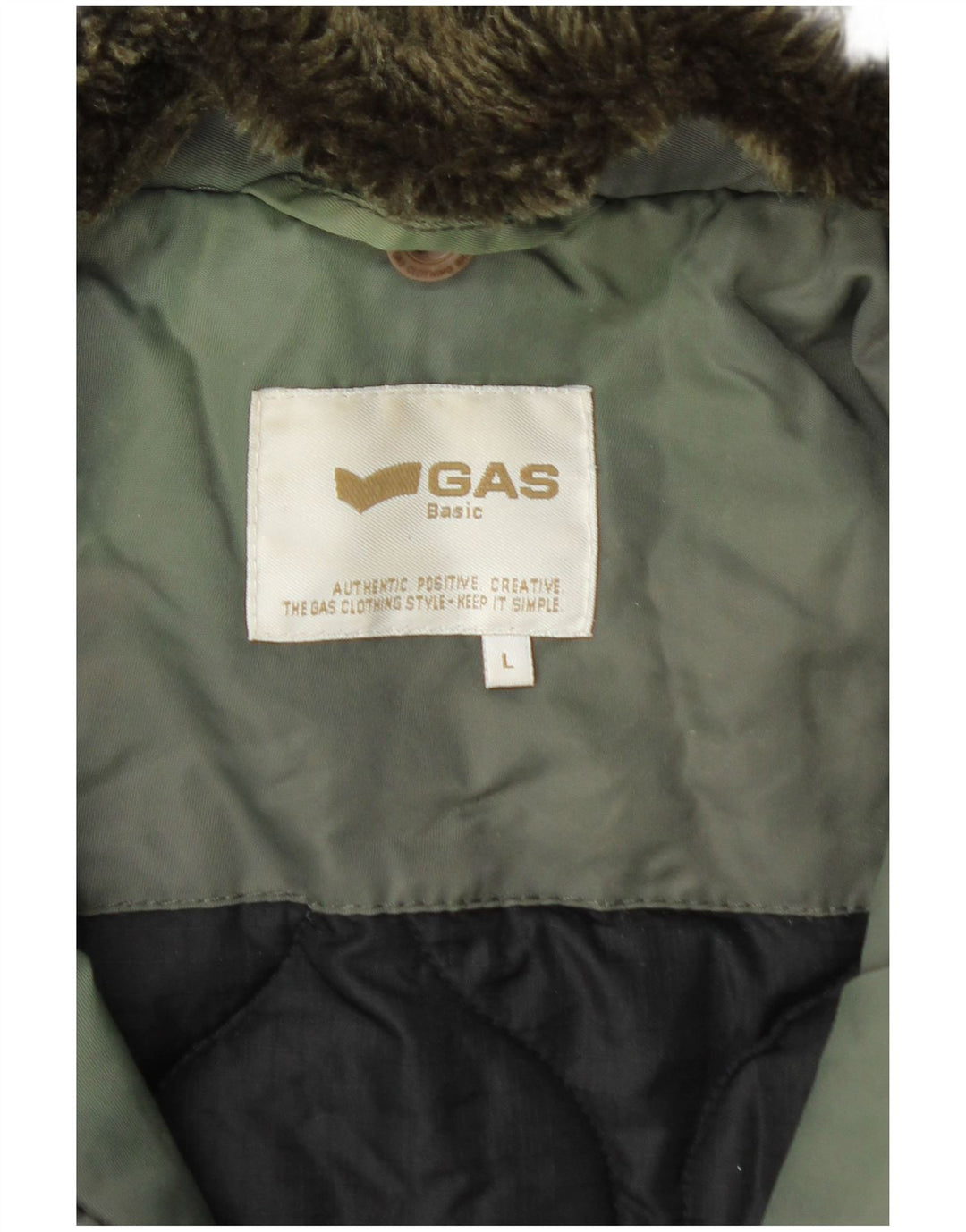 GAS Mens Bomber Jacket UK 16 Large Khaki Polyamide
