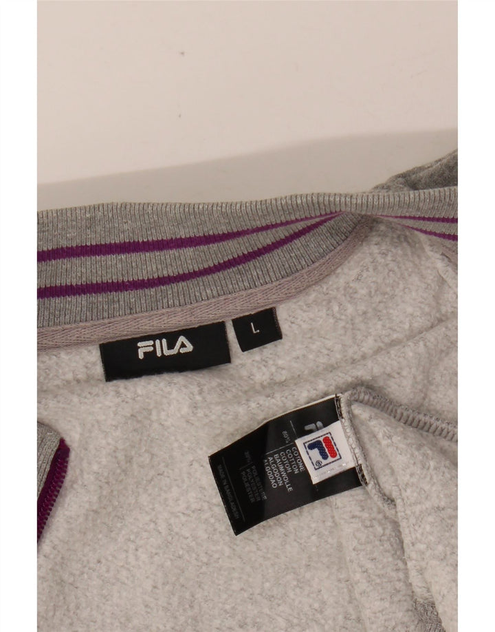 FILA Womens Tracksuit Top Jacket UK 16 Large Grey Cotton