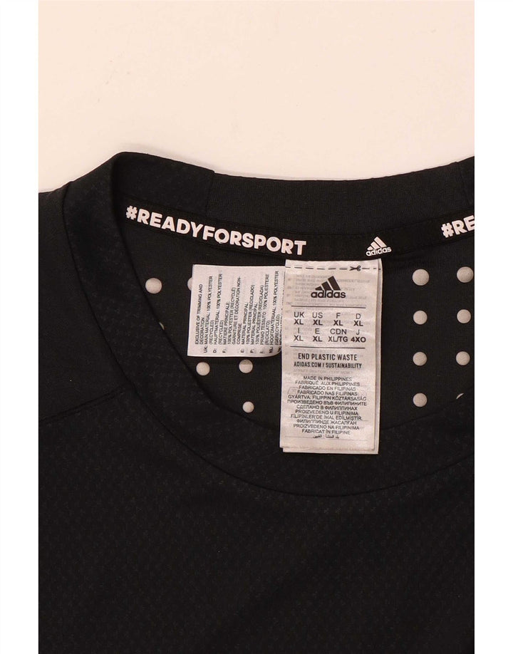 Adidas Mens T-Shirt Top XL Black Spotted Polyester