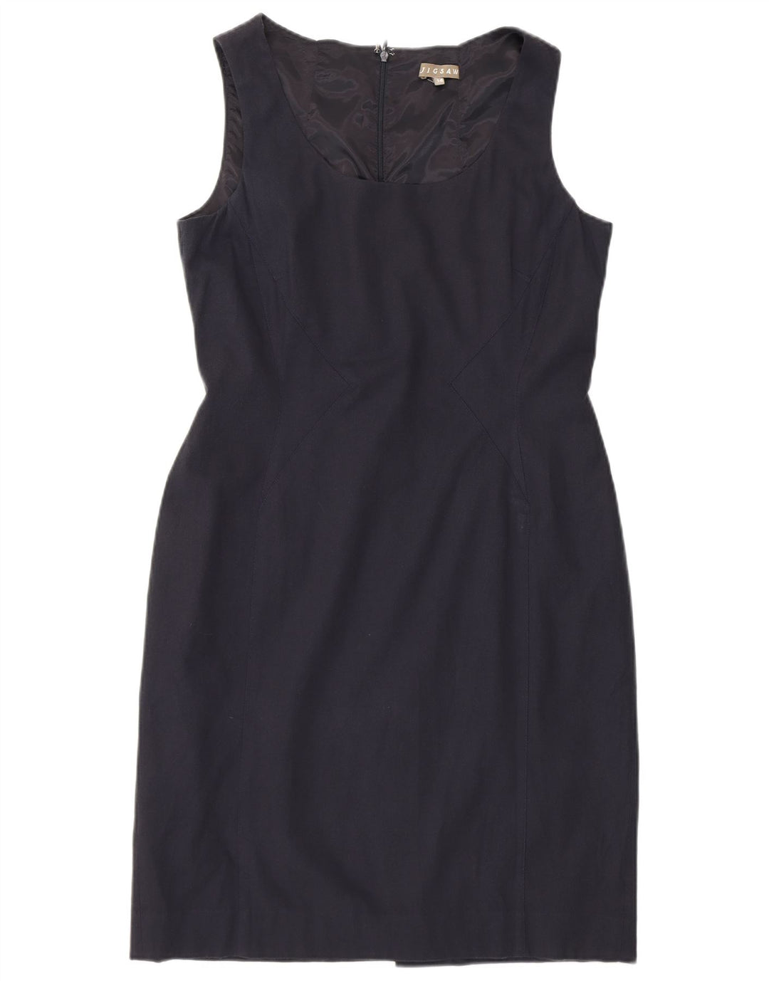 Jigsaw Womens Sleeveless Sheath Dress UK 14 Medium Navy Blue Viscose