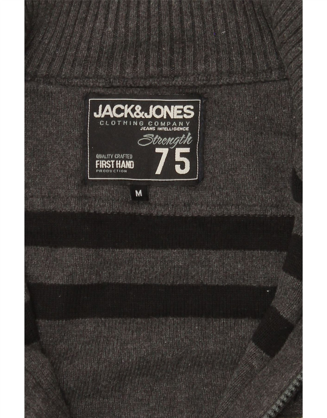 JACK & JONES Mens Cardigan Sweater Medium Grey Striped Cotton Vintage Jack & Jones and Second-Hand Jack & Jones from Messina Hembry 