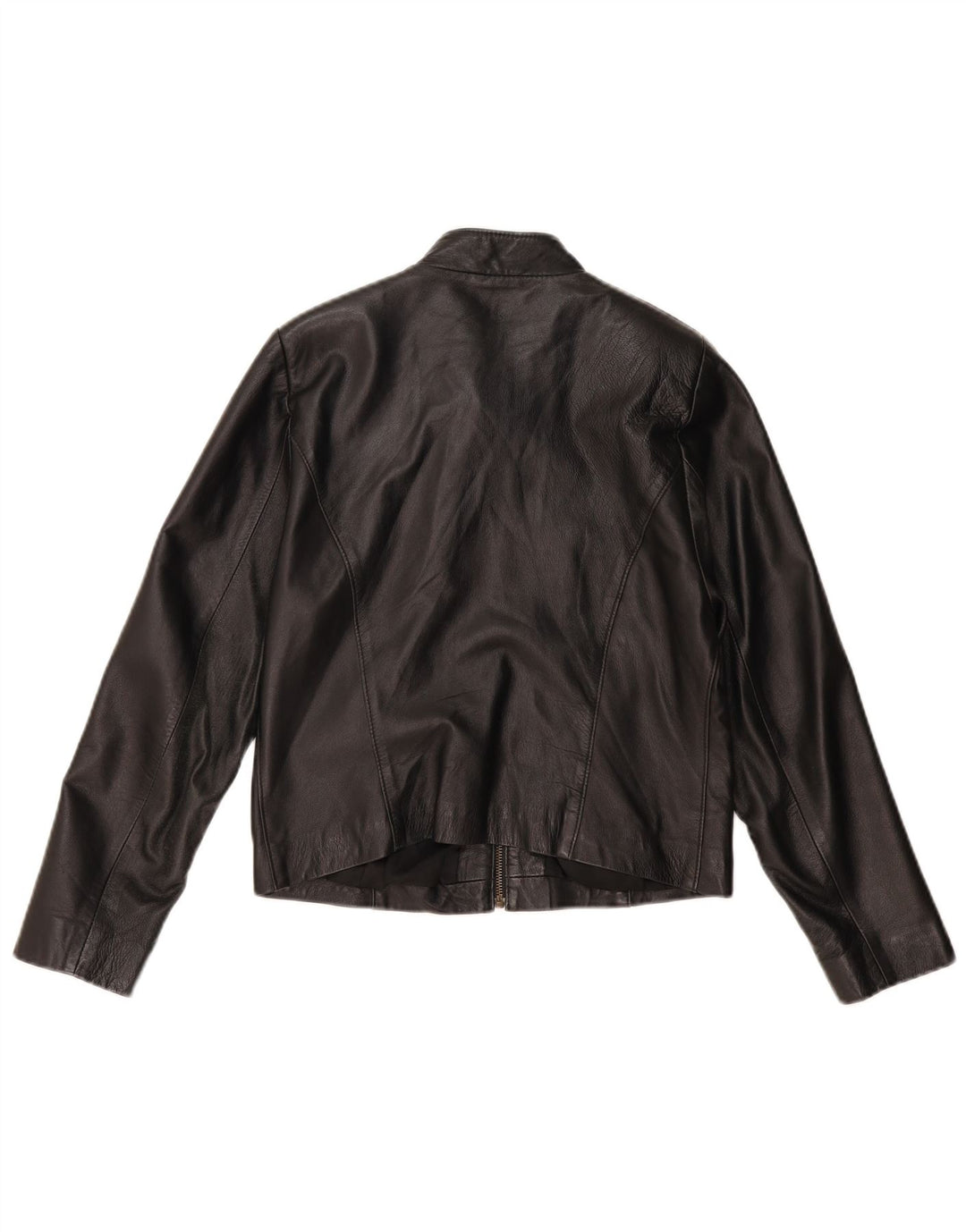 VINTAGE Womens Crop Leather Jacket UK 14 Medium Black Leather