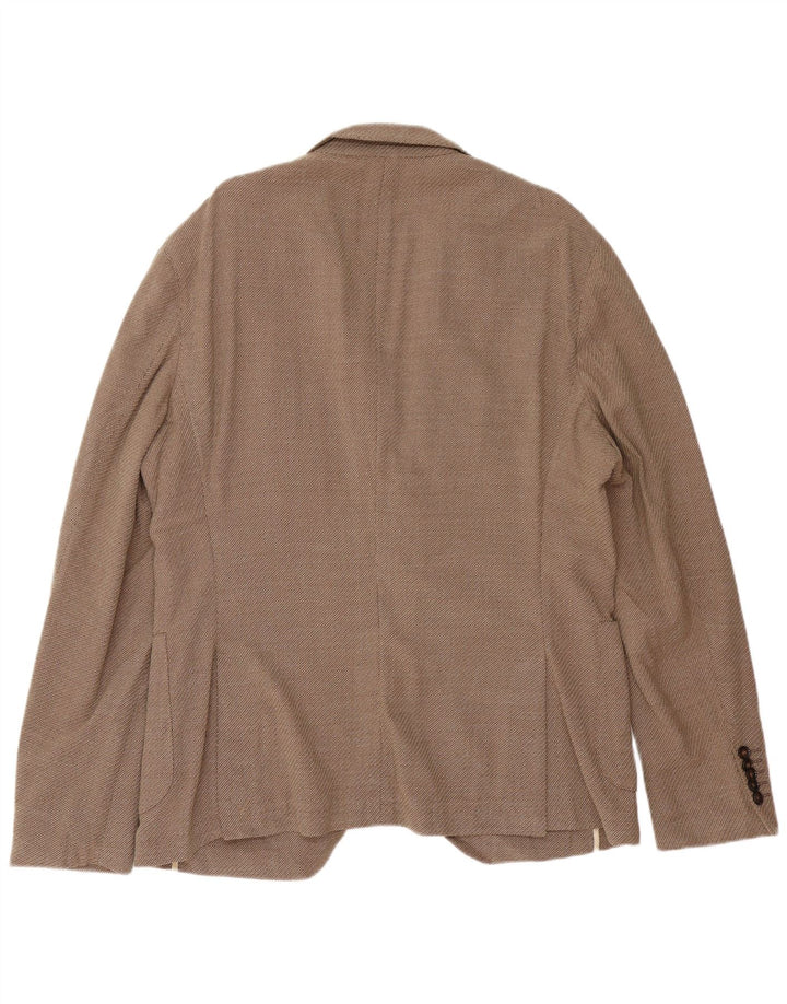 Hugo Boss Mens Slim Fit 2 Button Blazer Jacket EU 56 3XL Brown Virgin Wool