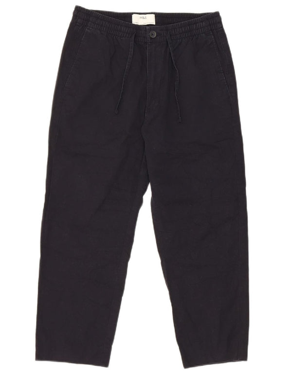 Marks & Spencer Mens Straight Chino Trousers Small W29 L23 Navy Blue Cotton