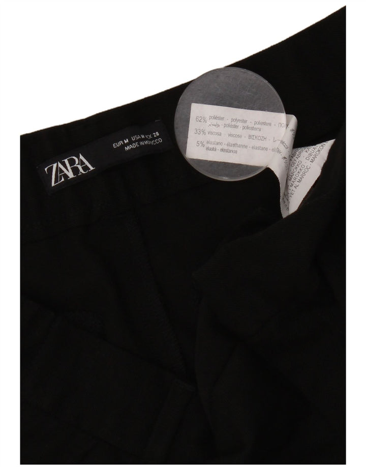 Zara Womens Straight Cropped Trousers Medium W30 L25 Black Polyester