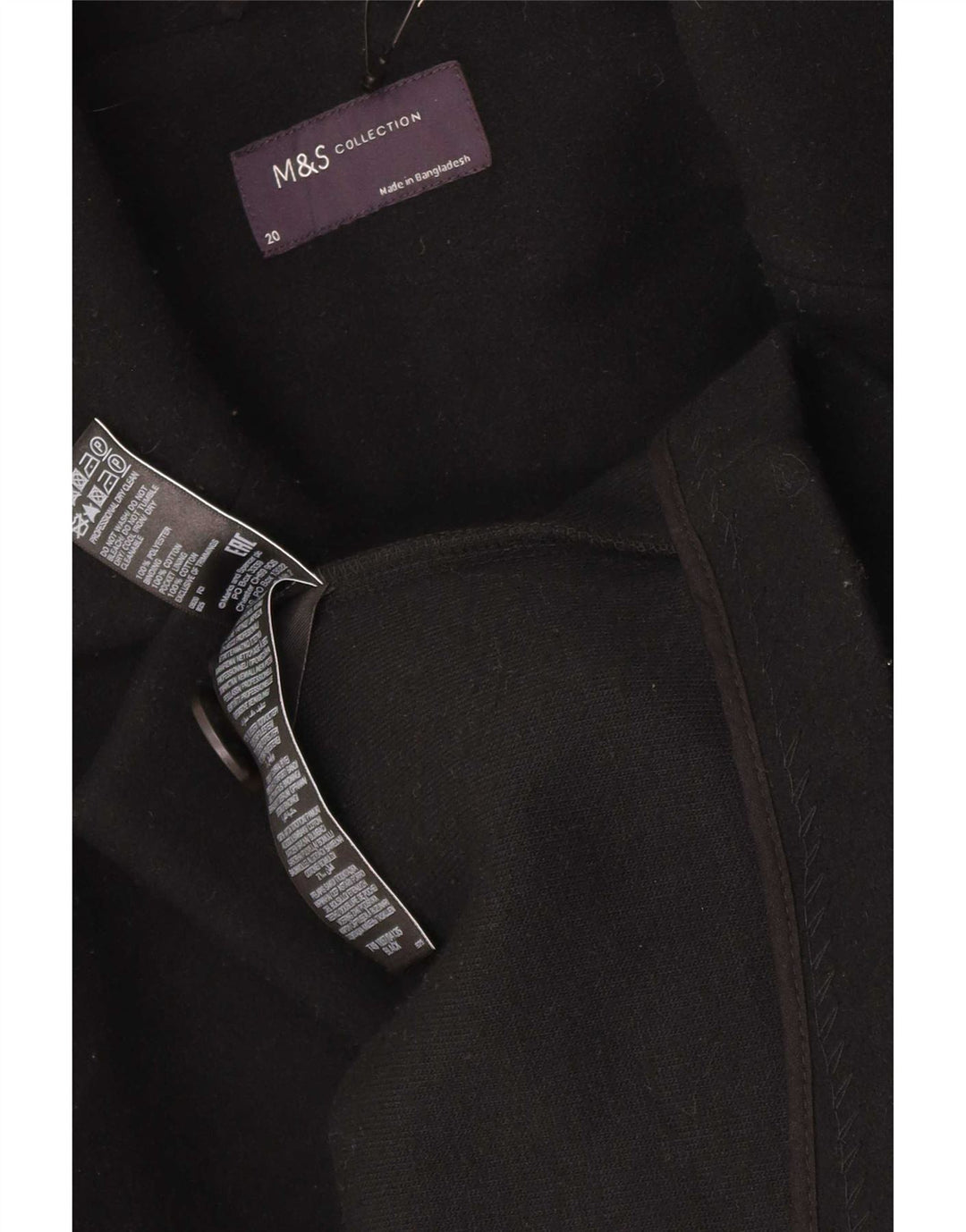 Marks & Spencer Womens Overcoat UK 20 2XL Black Polyester
