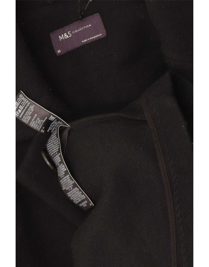 Marks & Spencer Womens Overcoat UK 20 2XL Black Polyester
