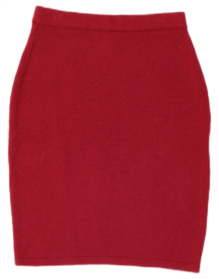 GYMNASIUM Womens Knit Pencil Skirt Medium W26  Red Lambswool