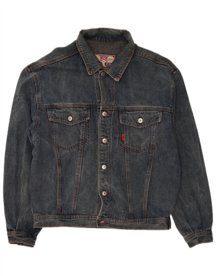 Zip Mens Denim Jacket UK 40 Large Blue