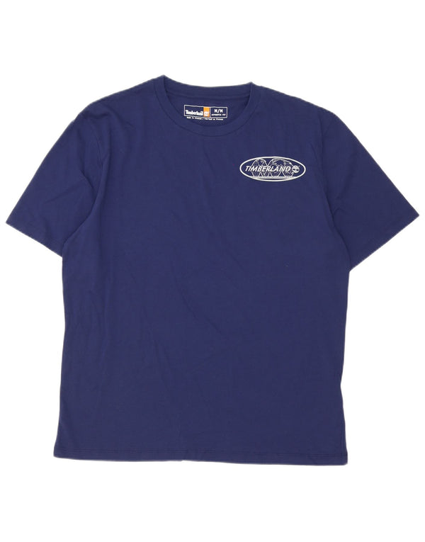 Timberland Mens Graphic T-Shirt Top Medium Navy Blue Cotton