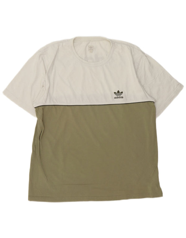 Adidas Mens Graphic T-Shirt Top Large White Colourblock Cotton