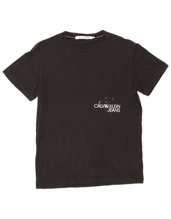 CALVIN KLEIN JEANS Mens Graphic T-Shirt Top Small Black Cotton