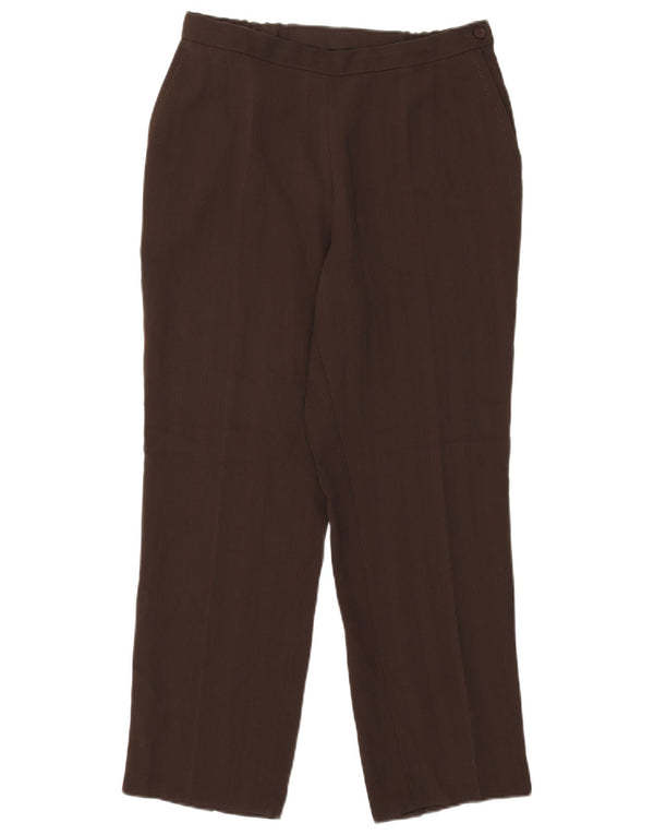 Marks & Spencer Womens Casual Trousers UK 16 Large W31 L27 Brown Striped