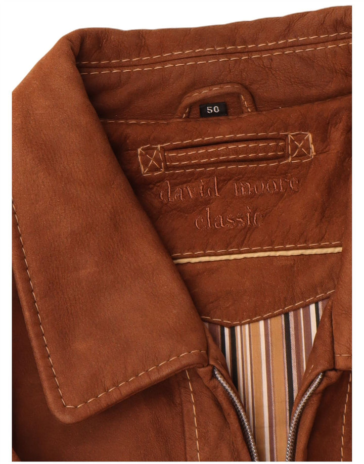 David Moore Mens Leather Jacket IT 50 Large Brown Leather