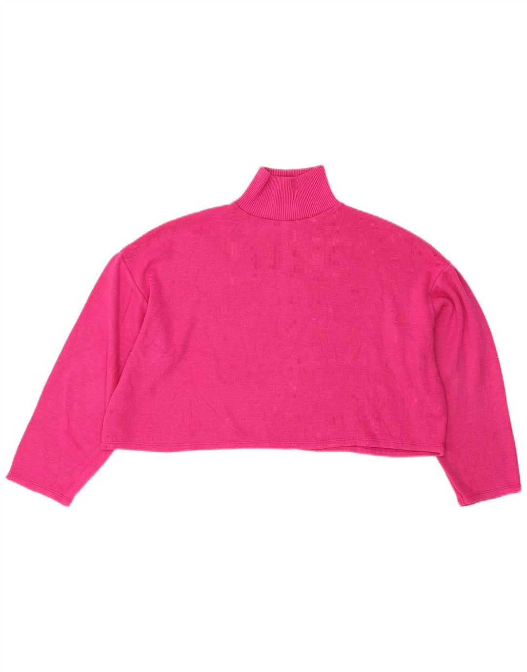 Zara Womens Crop Oversized Top Long Sleeve UK 12 Medium Pink Polyester