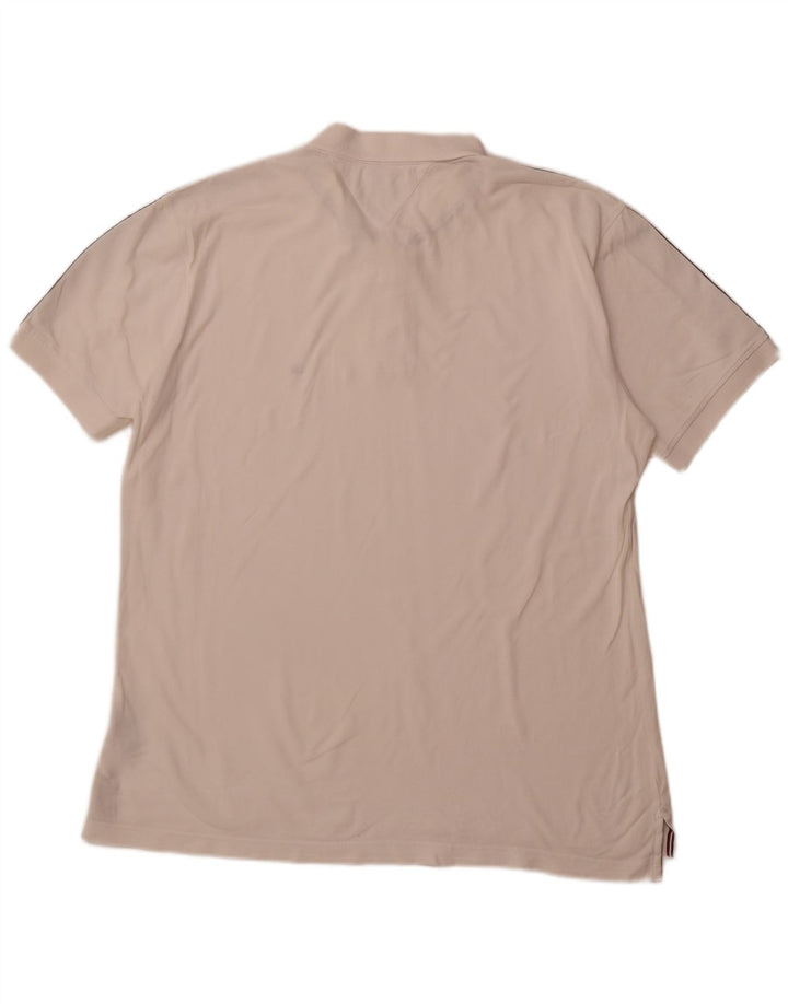 TOMMY HILFIGER Mens Regular Fit Polo Shirt 2XL White Colourblock Cotton