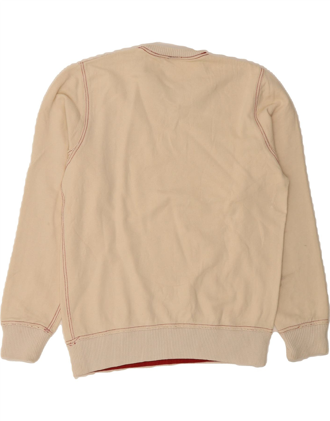 LEVI'S Mens Graphic Sweatshirt Jumper Small Beige Cotton Vintage Levi's and Second-Hand Levi's from Messina Hembry 