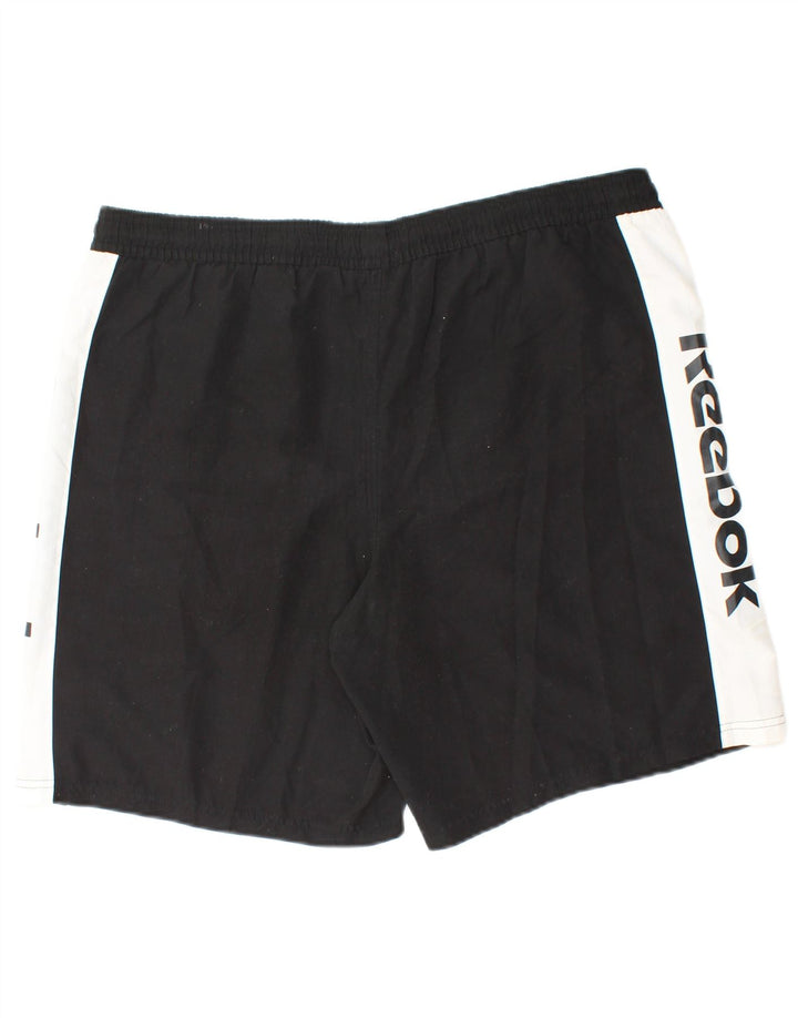 REEBOK Mens Graphic Sport Shorts XL  Black Colourblock Polyester