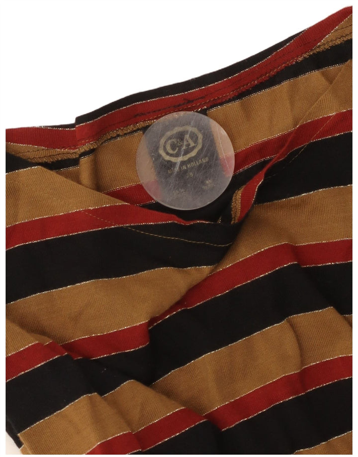 C&A Womens Long Sleeve Maxi Dress EU 38 Medium Brown Striped Acrylic