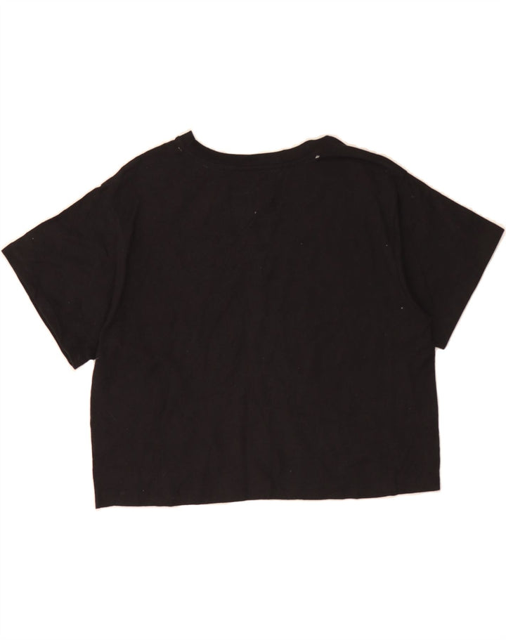 CHAMPION Womens Crop Graphic T-Shirt Top UK 14 Medium Black Polyester Vintage Champion and Second-Hand Champion from Messina Hembry 
