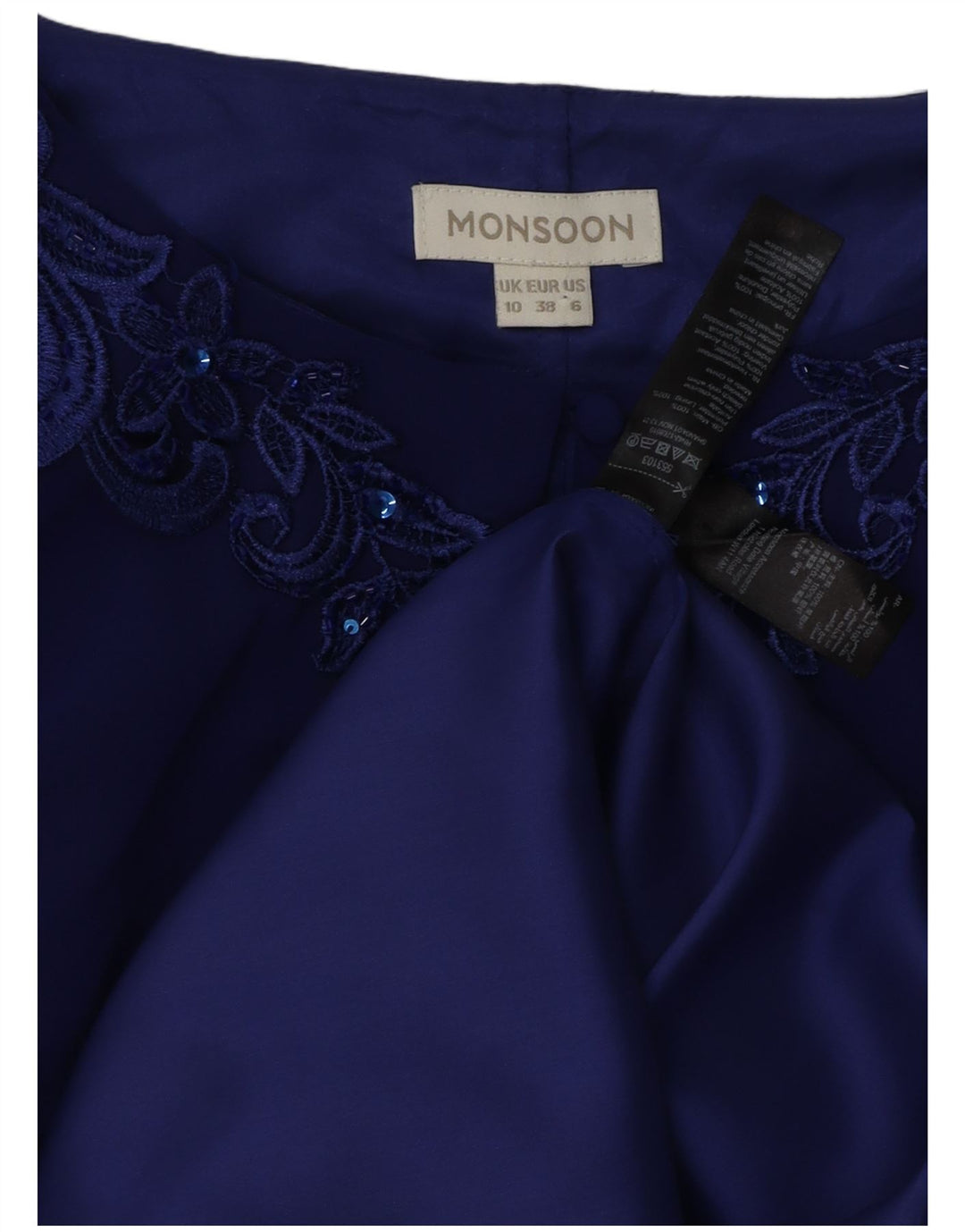 MONSOON Womens Sleeveless Shift Dress UK 10 Small Blue Floral Acetate