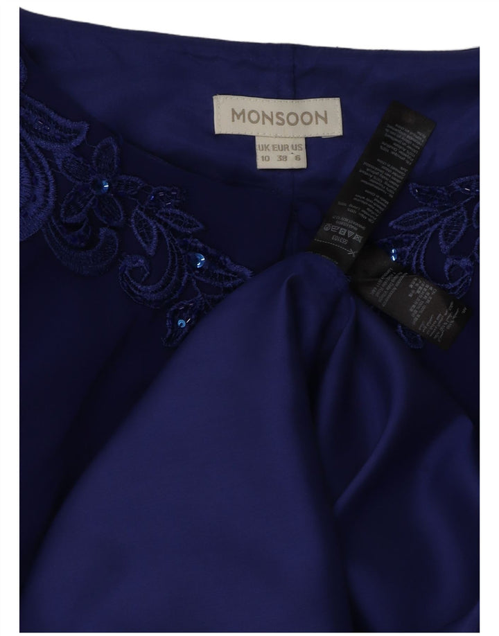 MONSOON Womens Sleeveless Shift Dress UK 10 Small Blue Floral Acetate