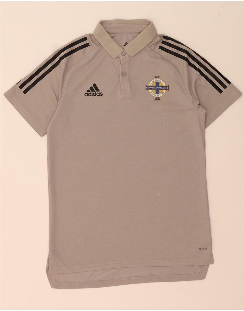 ADIDAS Mens Irish Football Graphic Polo Shirt Small Grey Cotton Vintage Adidas and Second-Hand Adidas from Messina Hembry 