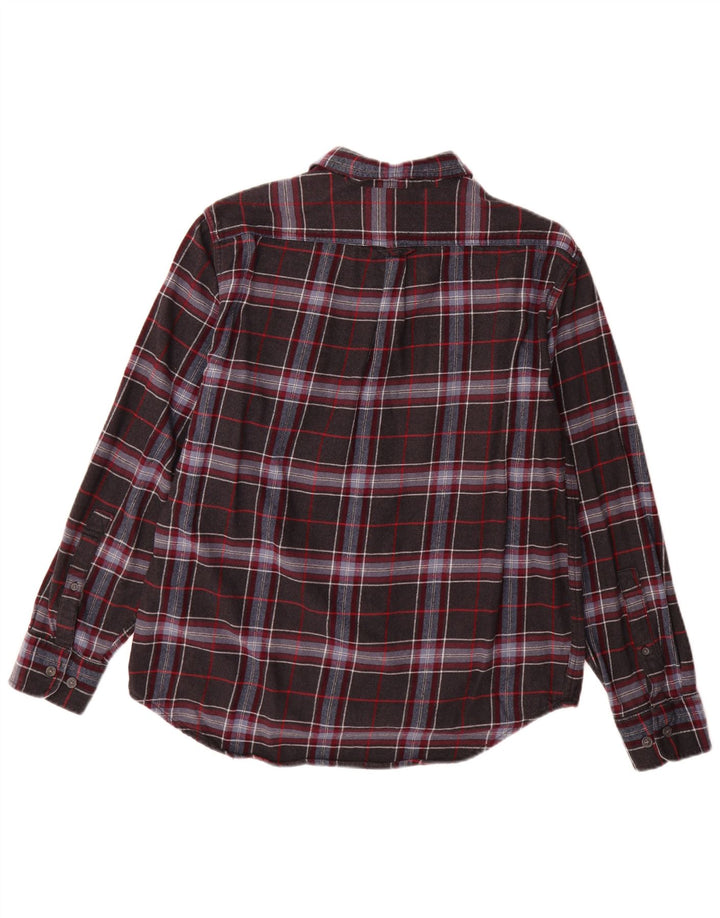 Eddie Bauer Mens Flannel Shirt Large Grey Check Cotton