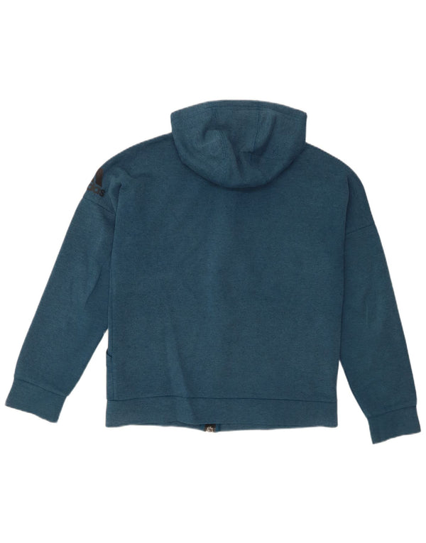 Adidas Boys Zip Hoodie Sweater 13-14 Years Blue Flecked Cotton