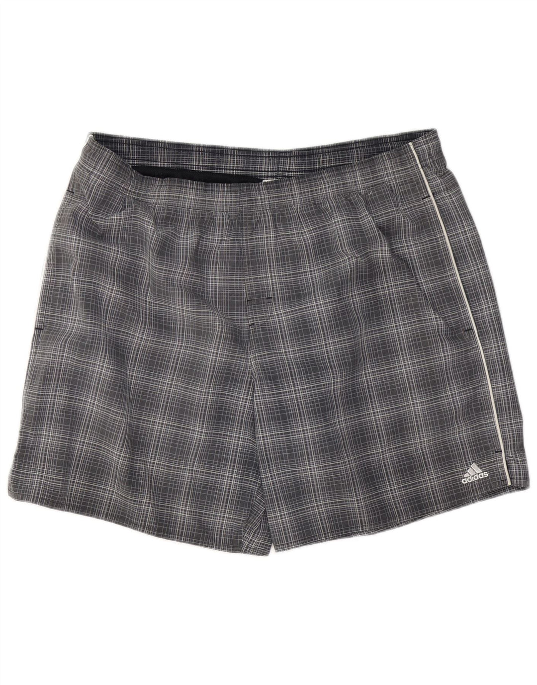 ADIDAS Mens Swimming Shorts Large Grey Check Polyester