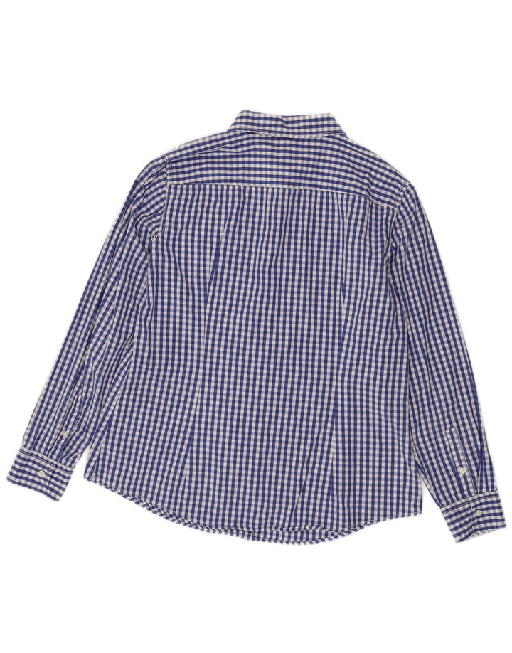 Benetton Womens Shirt UK 16 Large Blue Gingham Cotton