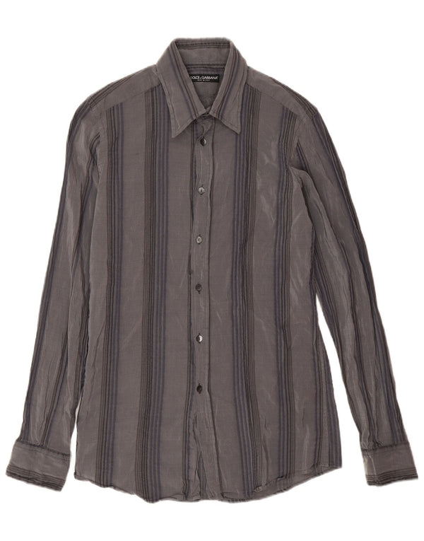 Dolce & Gabbana Mens Shirt Size 16 41 Large Grey Striped