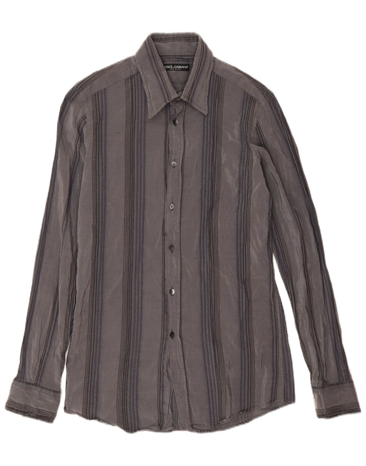 Dolce & Gabbana Mens Shirt Size 16 41 Large Grey Striped