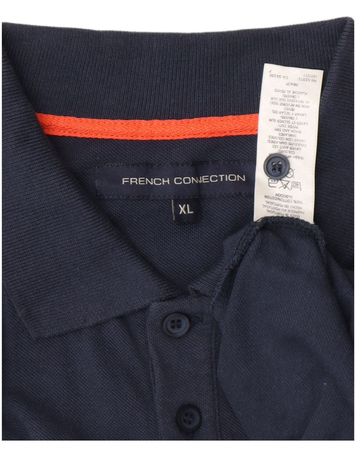 FRENCH CONNECTION Mens Polo Shirt XL Navy Blue Cotton