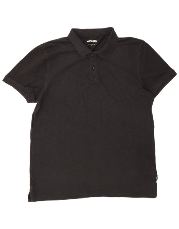 WRANGLER Mens Polo Shirt Large Black Cotton