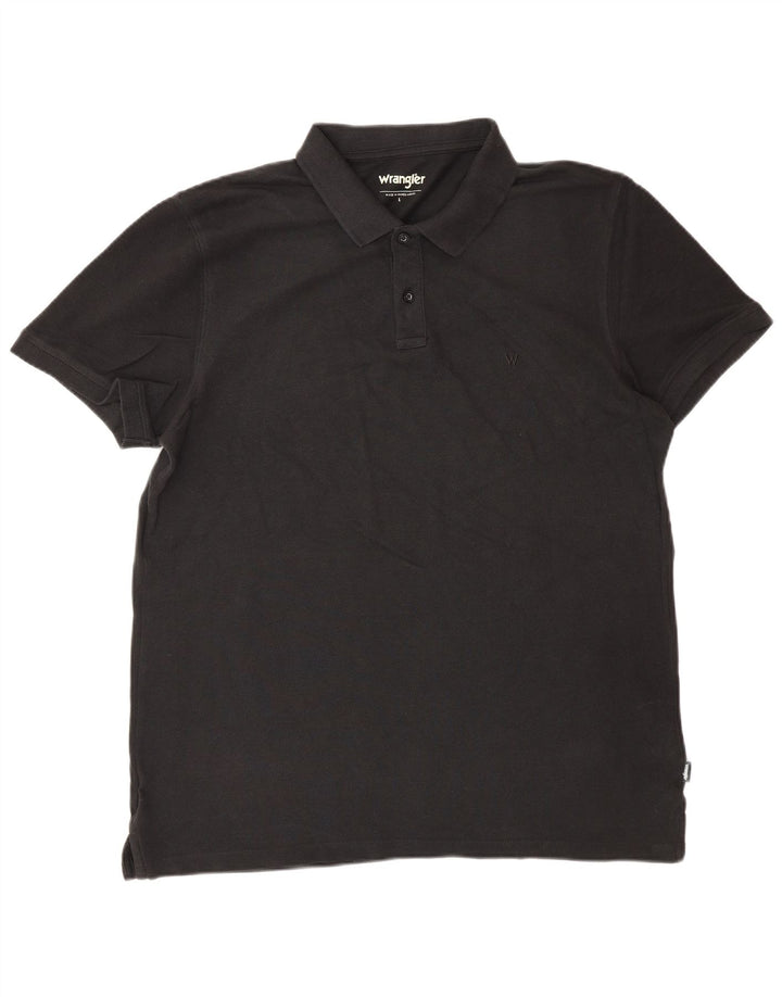 WRANGLER Mens Polo Shirt Large Black Cotton