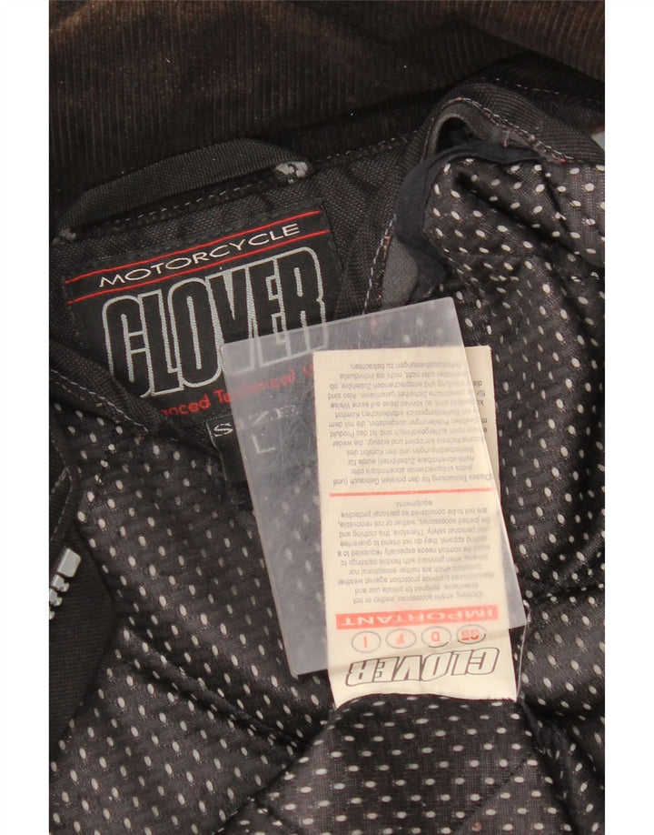 Clover Mens Motorcycle Racer Jacket UK 40 Large Black Colourblock