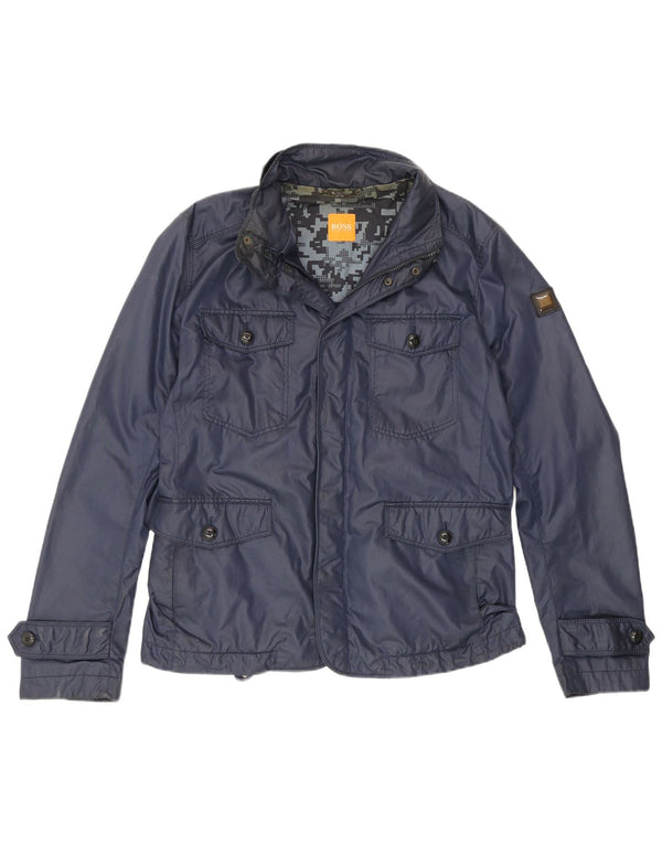 Hugo Boss Mens Utility Jacket EU 50 Large Navy Blue Cotton