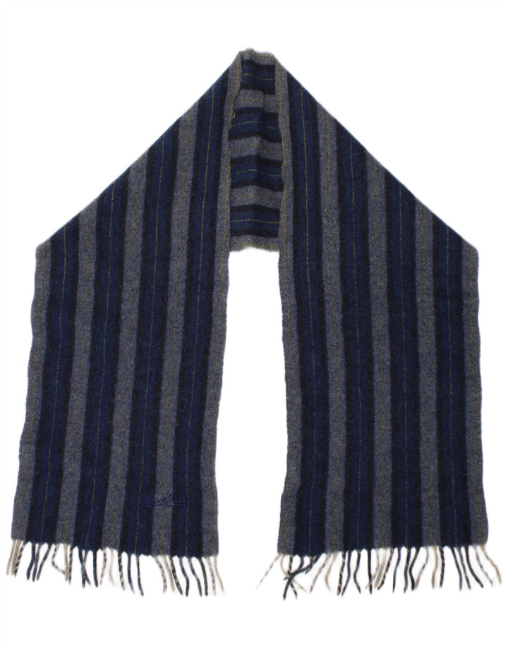 Borsalino Mens Rectangle Scarf One Size Blue Striped New Wool Classic